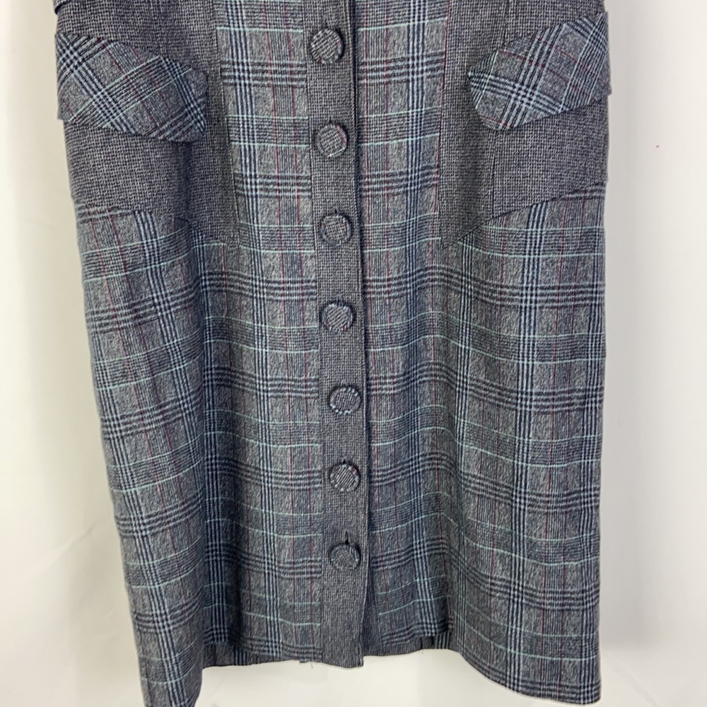 Nanette Lepore Plaid Wool Blend Dress Sleeveless Gray size 6 - Picture 6 of 11